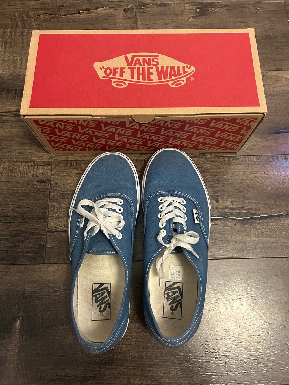Vans Blue Canvas Low-Top Sneakers with White Laces